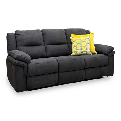 Albion Charcoal Grey Chenille Fabric 3 Seater High Back Manual Recliner Sofa – view 6