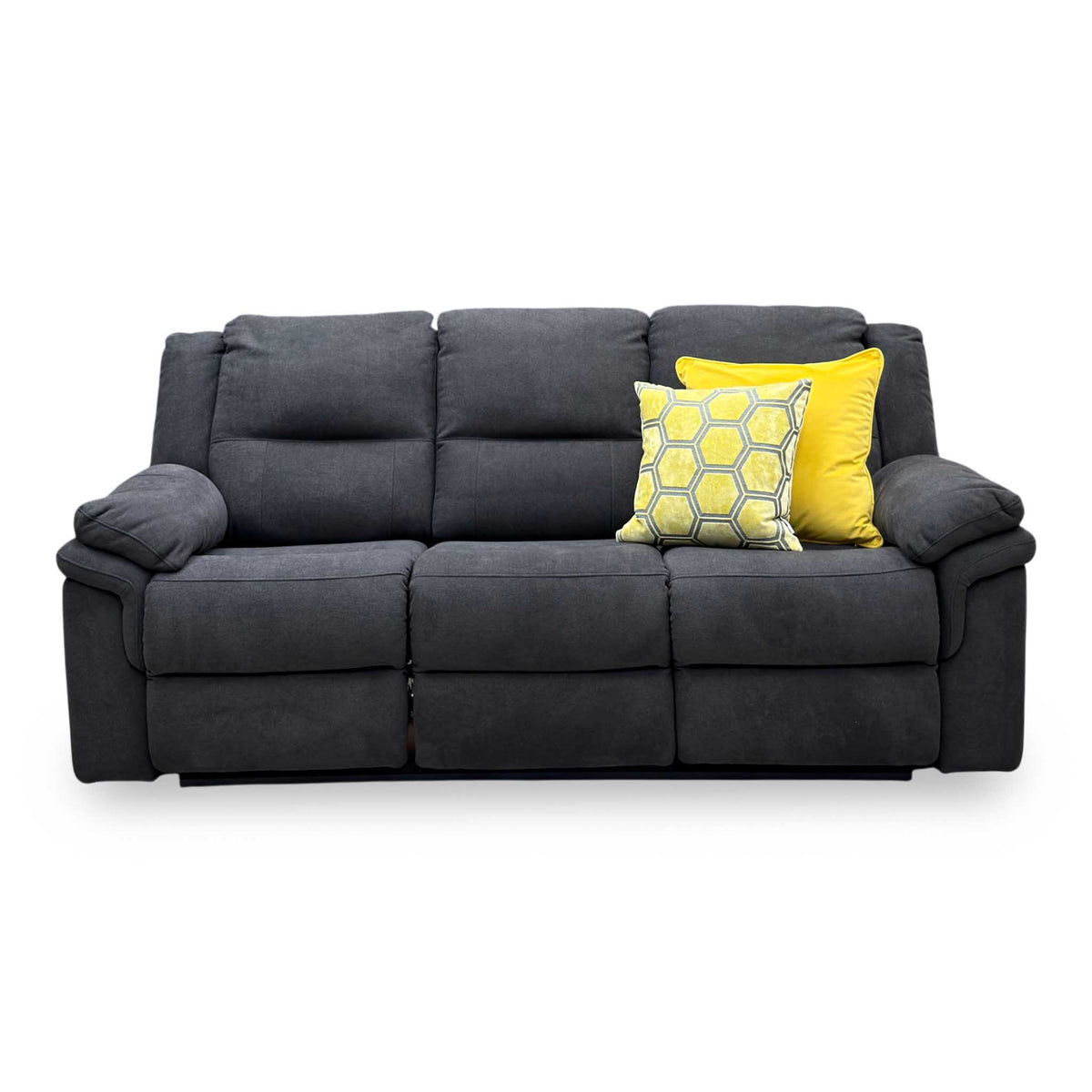 Albion Charcoal Grey Chenille Fabric 3 Seater High Back Manual Recliner Sofa – view 4