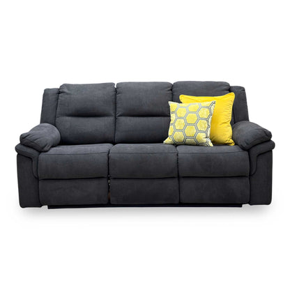 Albion Charcoal Grey Chenille Fabric 3 Seater High Back Manual Recliner Sofa – view 4