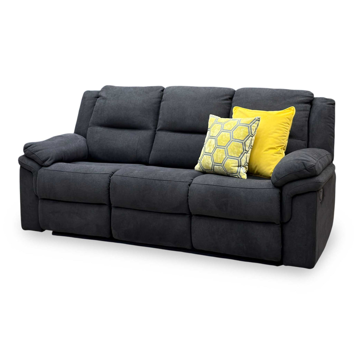 Albion Charcoal Grey Chenille Fabric 3 Seater High Back Manual Recliner Sofa – view 5