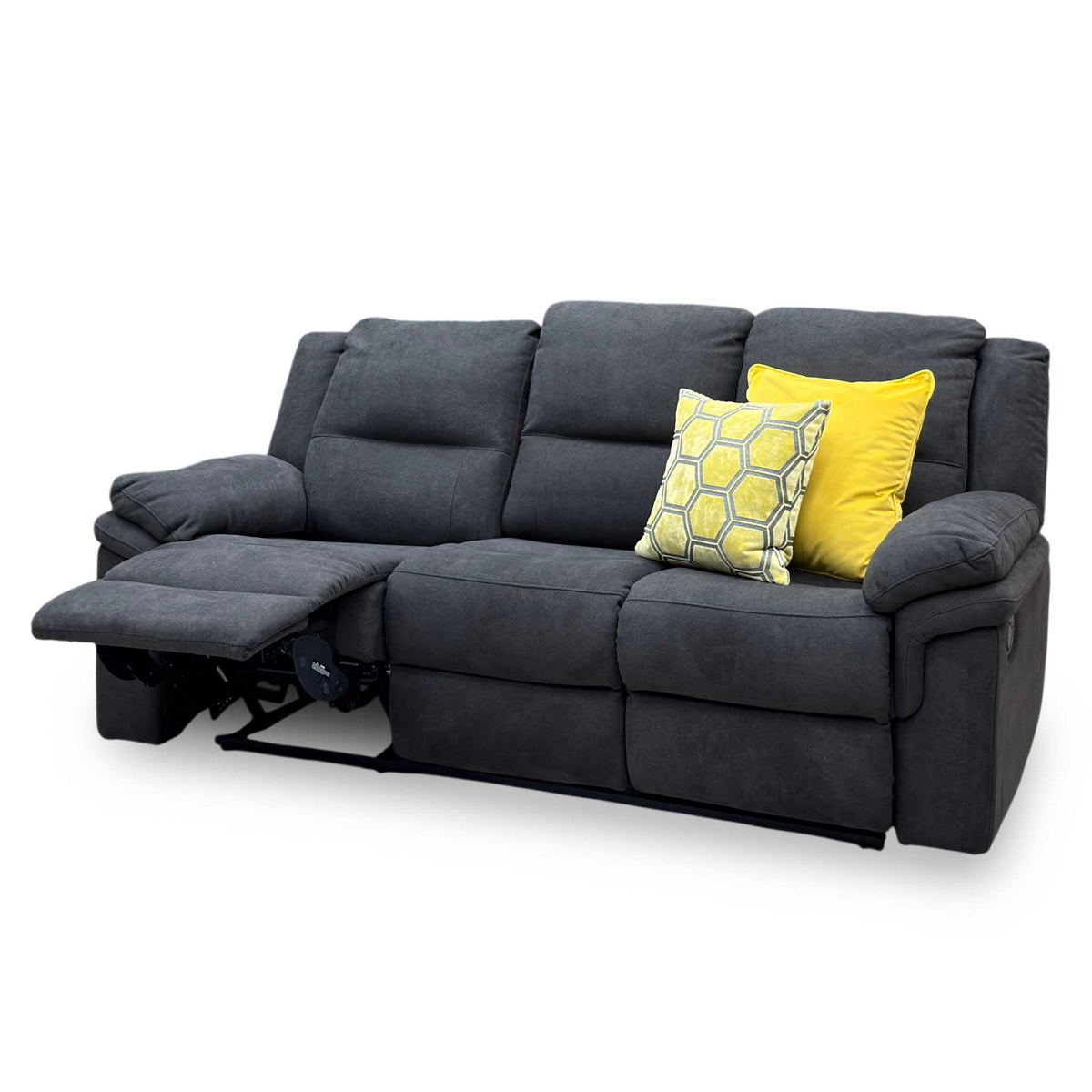 Albion Charcoal Grey Chenille Fabric 3 Seater High Back Manual Recliner Sofa – view 7