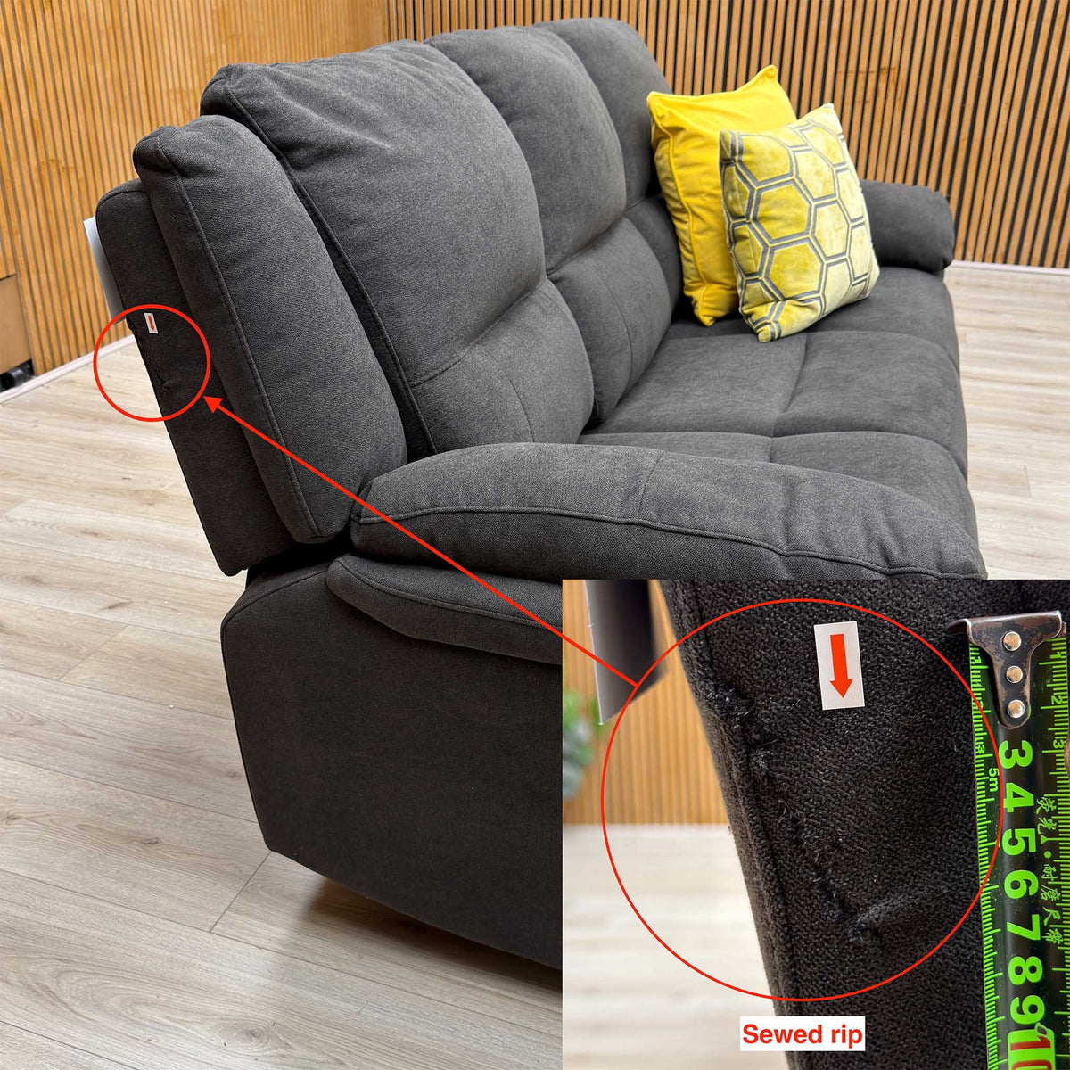 Albion Charcoal Grey Chenille Fabric 3 Seater High Back Manual Recliner Sofa – view 10