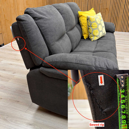 Albion Charcoal Grey Chenille Fabric 3 Seater High Back Manual Recliner Sofa – view 10