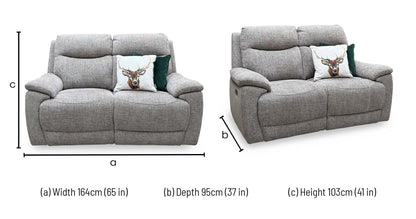 'Sloane' 15445 Anivia Brown Woven Fabric 2 Seater Power Recliner Sofa