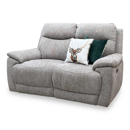 'Sloane' 15445 Anivia Brown Woven Fabric 2 Seater Power Recliner Sofa