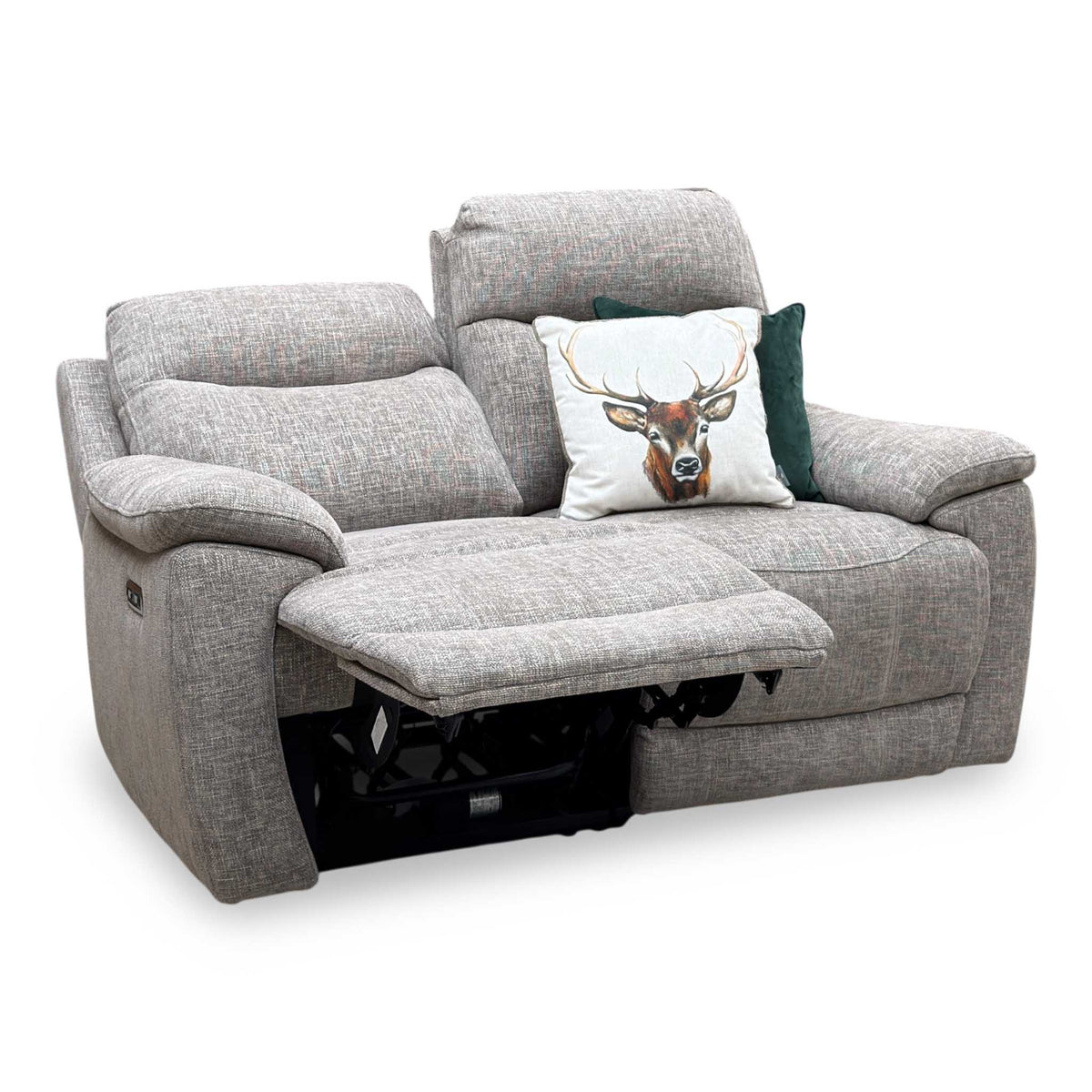 'Sloane' 15445 Anivia Brown Woven Fabric 2 Seater Power Recliner Sofa