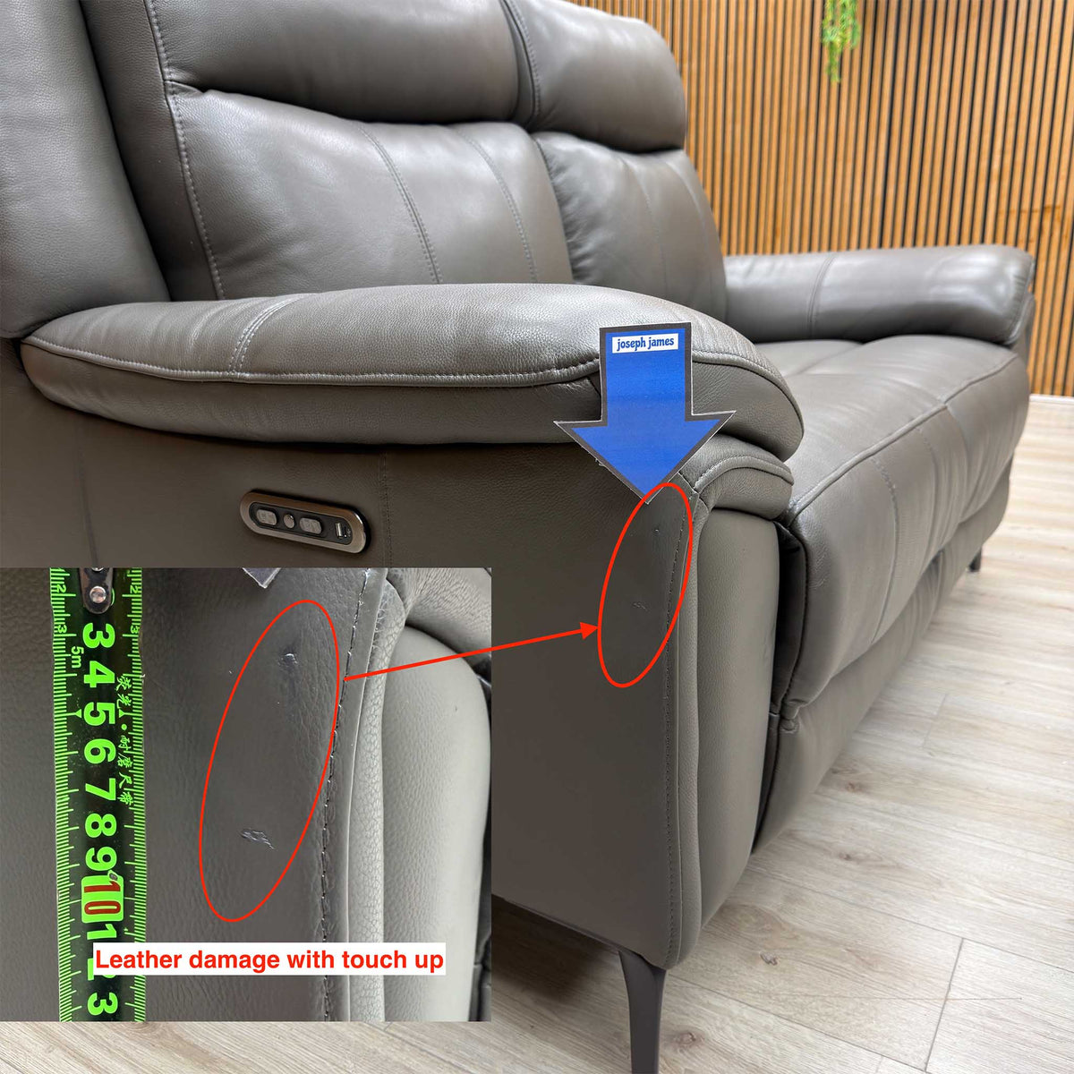 'Panache' Storm Grey Cat-60_21 Leather 2 Seater Power Recliner Sofa with Power Headrests