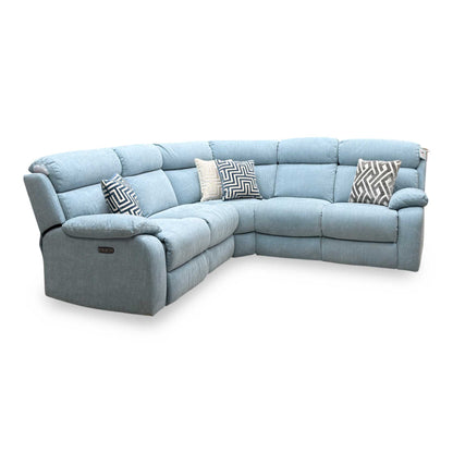 Moreno Fab-Meo-R17 Baby Blue Fabric Large Power Recliner Corner Sofa with Power Headrests – view 5