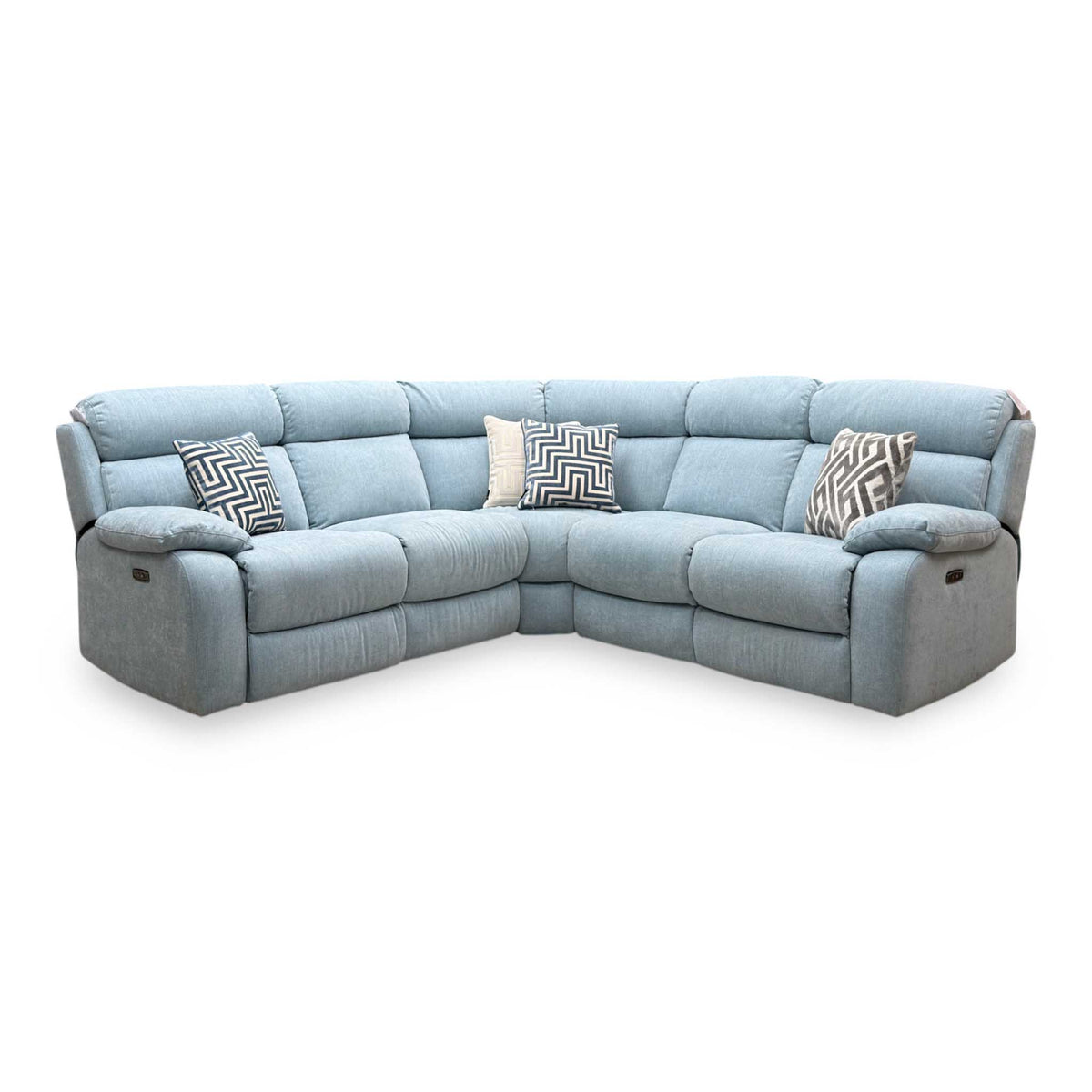 Moreno Fab-Meo-R17 Baby Blue Fabric Large Power Recliner Corner Sofa with Power Headrests – view 6