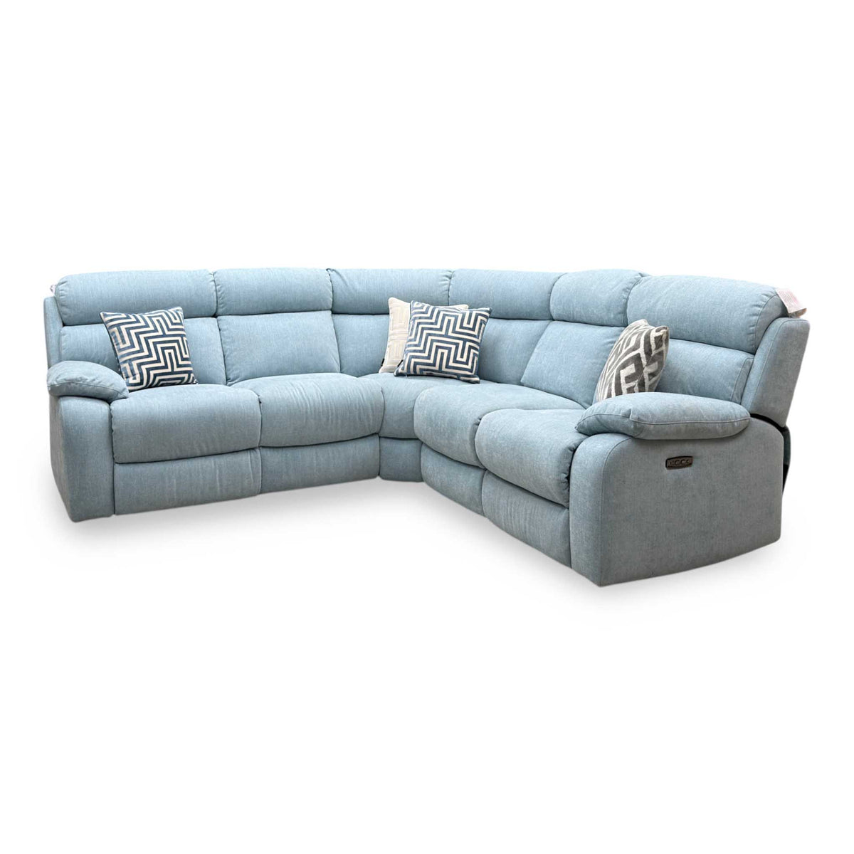 Moreno Fab-Meo-R17 Baby Blue Fabric Large Power Recliner Corner Sofa with Power Headrests – view 7