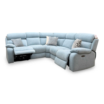 Moreno Fab-Meo-R17 Baby Blue Fabric Large Power Recliner Corner Sofa with Power Headrests – view 4