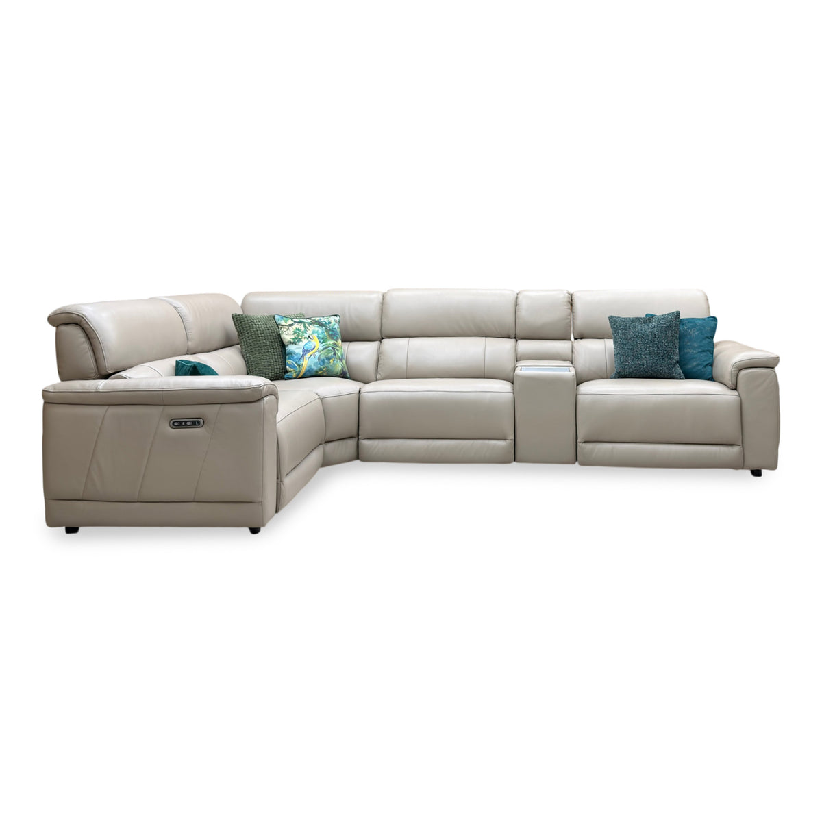 Genius Oslo Oyster Cat-40_08 Leather Power Recliner Media Console Large Corner Sofa with Power Headrests, Power Lumbar – view 4
