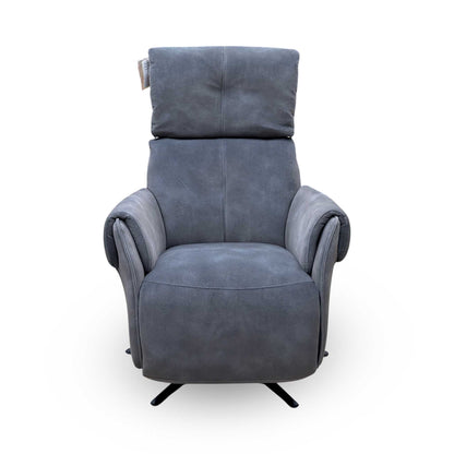‘Empoli’ Dexter Shadow Grey Velvet Fabric Power Recliner Swivel Chair with Power Headrest
