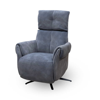 ‘Empoli’ Dexter Shadow Grey Velvet Fabric Power Recliner Swivel Chair with Power Headrest