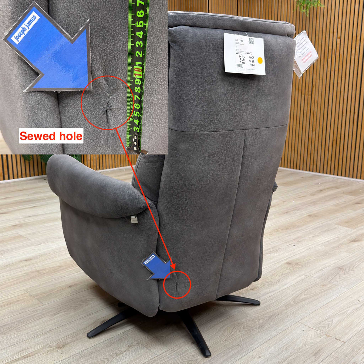 ‘Empoli’ Dexter Shadow Grey Velvet Fabric Power Recliner Swivel Chair