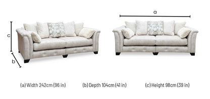 'Aura’ Kenzo Cream Dw Ft Velvet Fabric 4 Seater Scatter Back Split Frame Sofa
