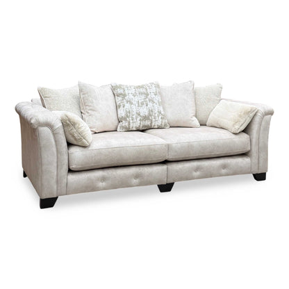 'Aura’ Kenzo Cream Dw Ft Velvet Fabric 4 Seater Scatter Back Split Frame Sofa