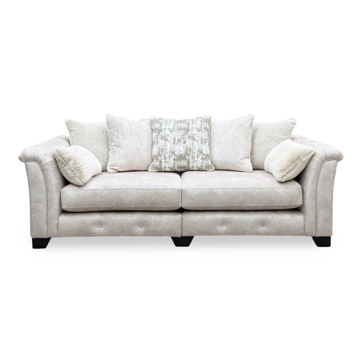 'Aura’ Kenzo Cream Dw Ft Velvet Fabric 4 Seater Scatter Back Split Frame Sofa