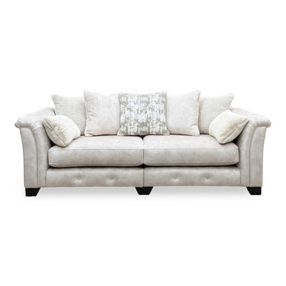 'Aura’ Kenzo Cream Dw Ft Velvet Fabric 4 Seater Scatter Back Split Frame Sofa
