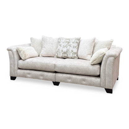 'Aura’ Kenzo Cream Dw Ft Velvet Fabric 4 Seater Scatter Back Split Frame Sofa