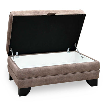 'Mariah' Dapple Chocolate Velvet Fabric Large Storage Footstool