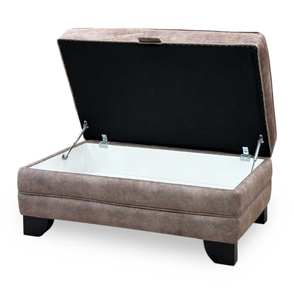 'Mariah' Dapple Chocolate Velvet Fabric Large Storage Footstool