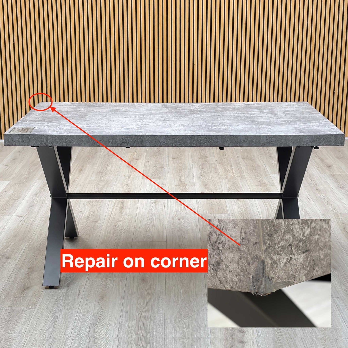 'Moon’ Grey Concrete Effect Small 150cm Dining Table with X Shaped Legs