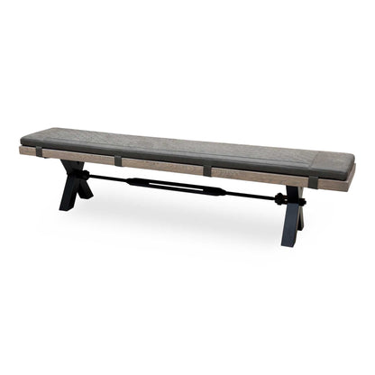 Bodahl Njord 8 Vintage Grey Solid Oak 220cm Dining Bench with Metal X Shaped Legs + Steel Grey Bench Pad – view 5