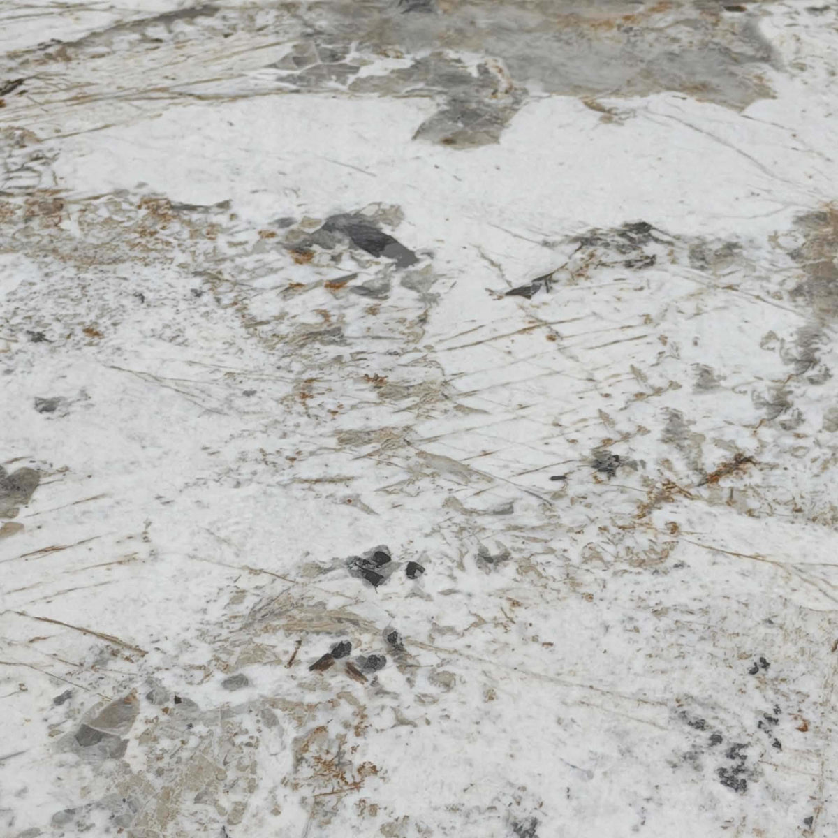Close-up of the white and gold Calcatta marble effect top on the Jose 160cm dining table