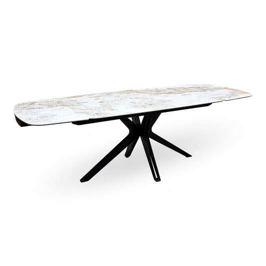 Jose Calcutta Marble 160cm Draw Leaf Extending Dining Table