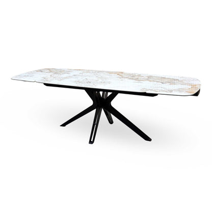 'Jose' Calcutta Marble 160cm Draw Leaf Extending Dining Table