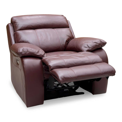 World of Leather ‘Moreno’ An-751b Burgundy Leather Power Recliner Chair