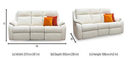 G Plan ‘Kingsbury’ C931 Rush Cream Woven Fabric 3 Seater Power Recliner Sofa with Power Headrests and Power Lumbar