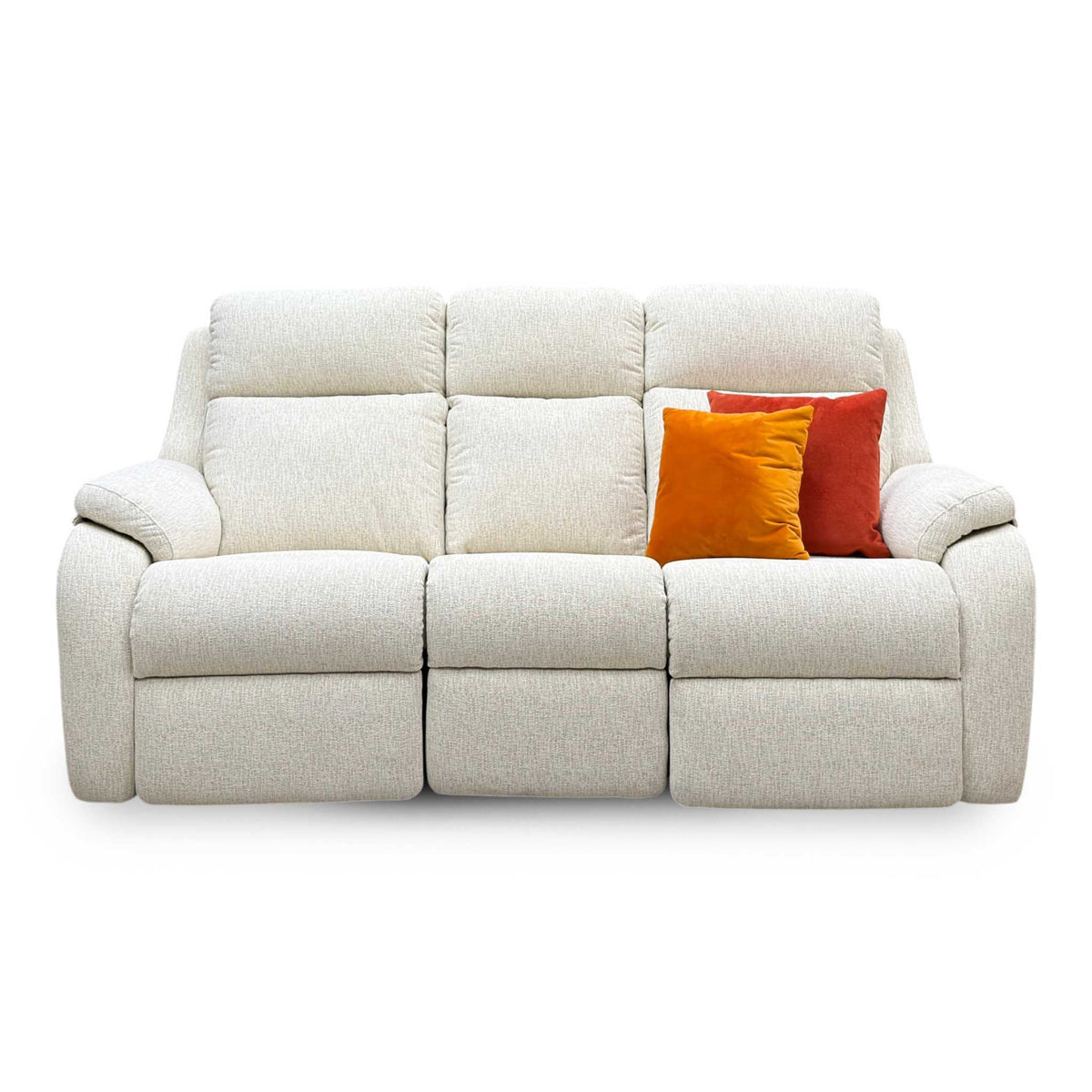 G Plan ‘Kingsbury’ C931 Rush Cream Woven Fabric 3 Seater Power Recliner Sofa with Power Headrests and Power Lumbar