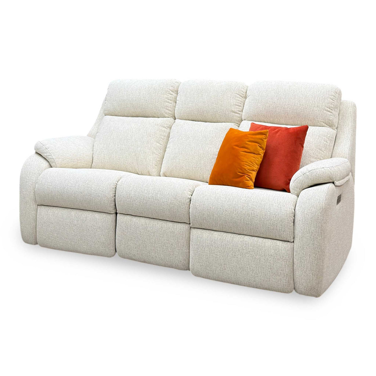 G Plan ‘Kingsbury’ C931 Rush Cream Woven Fabric 3 Seater Power Recliner Sofa with Power Headrests and Power Lumbar