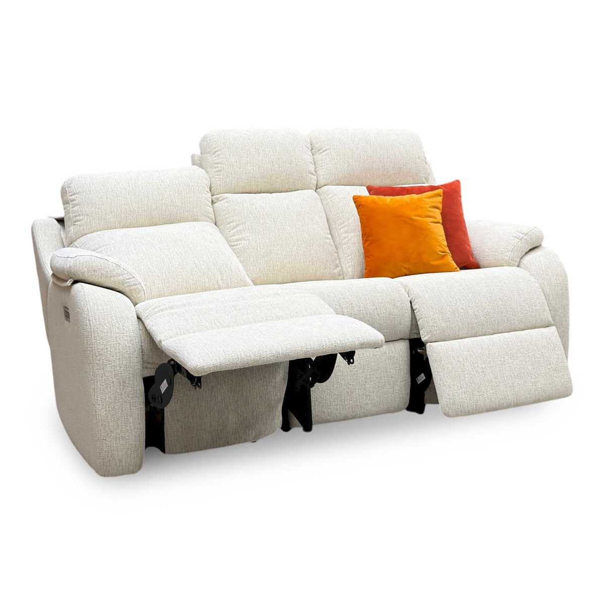 G Plan ‘Kingsbury’ C931 Rush Cream Woven Fabric 3 Seater Power Recliner Sofa with Power Headrests and Power Lumbar