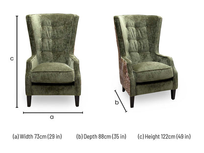 ‘Garland’ Cali Olive-Avi Green Heritage Dw Ft Patterned Fabric Accent Chair