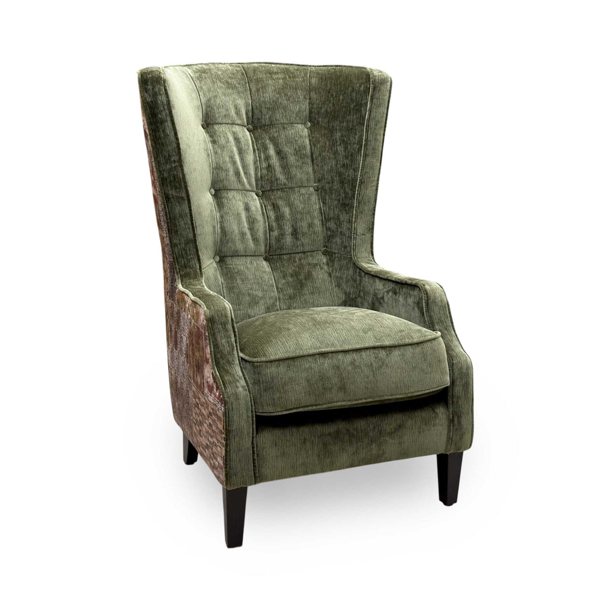 ‘Garland’ Cali Olive-Avi Green Heritage Dw Ft Patterned Fabric Accent Chair