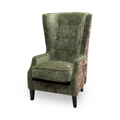 ‘Garland’ Cali Olive-Avi Green Heritage Dw Ft Patterned Fabric Accent Chair
