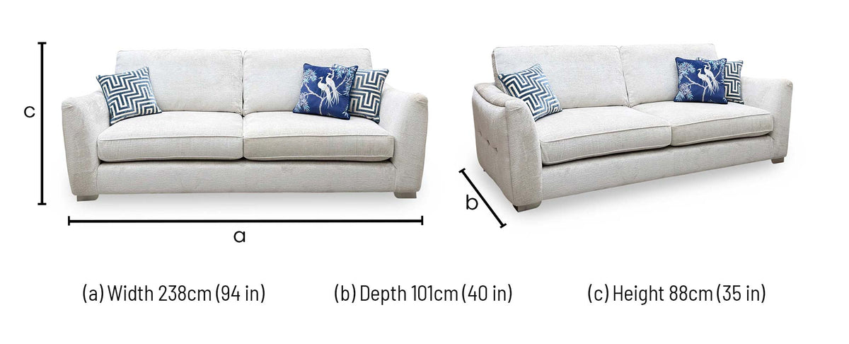 ‘Boujee’ Lustro Dove Grey Ct 4 Seater Classic Back Sofa