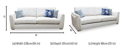 ‘Boujee’ Lustro Dove Grey Ct 4 Seater Classic Back Sofa