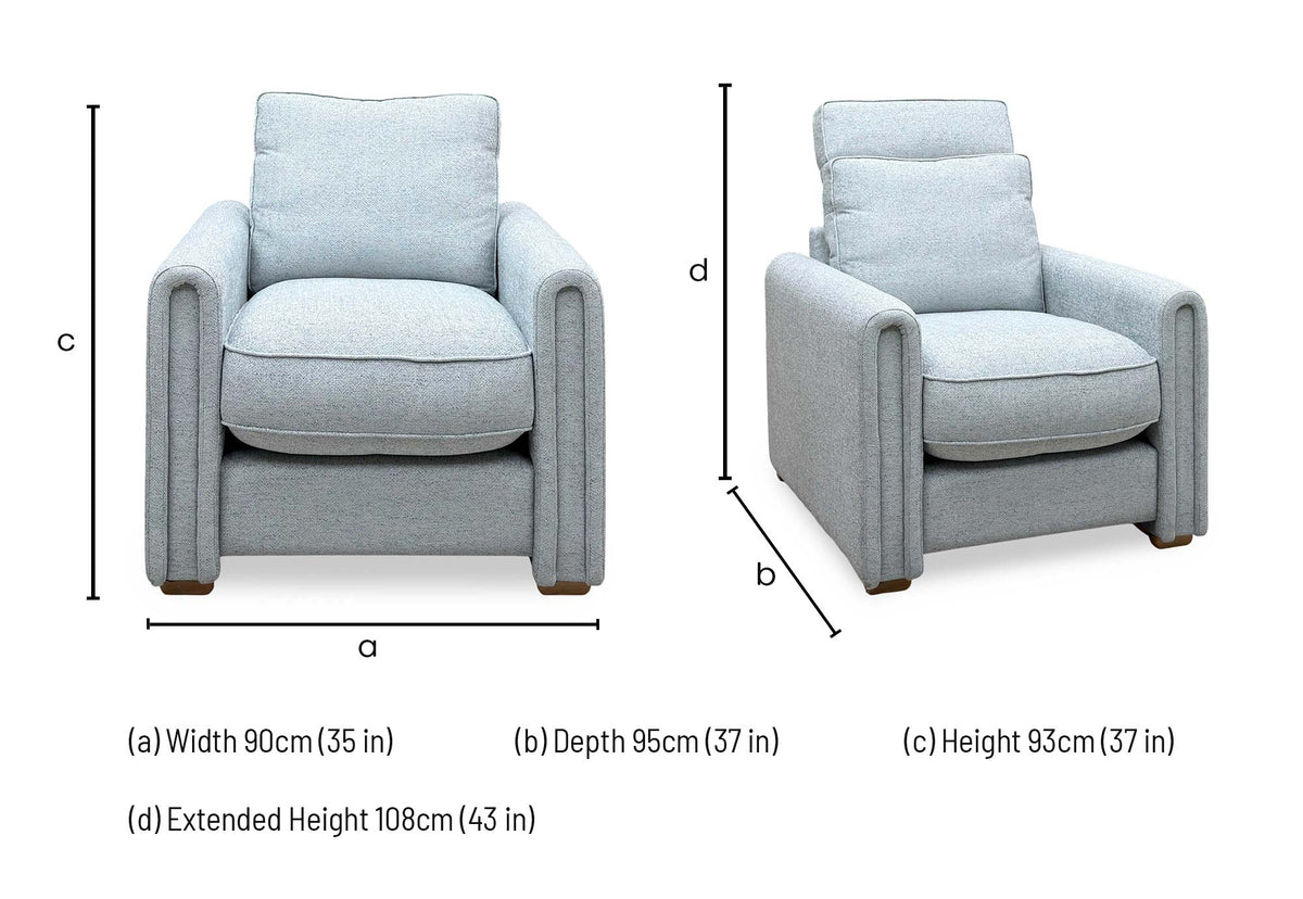 'Archy' Cairns Duck Egg Lt Ft Fabric 90cm Mini Arm Chair