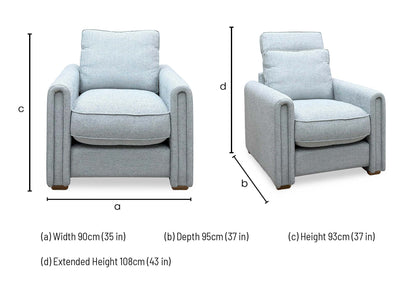 'Archy' Cairns Duck Egg Lt Ft Fabric 90cm Mini Arm Chair