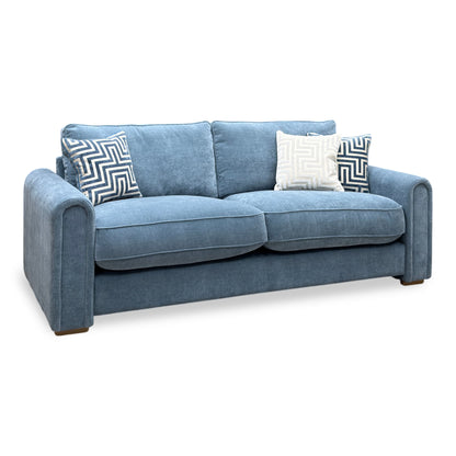 'Archy' Ansel Aqua Blue Lt Ft Fabric 220cm Midi Arm Sofa