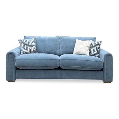 'Archy' Ansel Aqua Blue Lt Ft Fabric 220cm Midi Arm Sofa