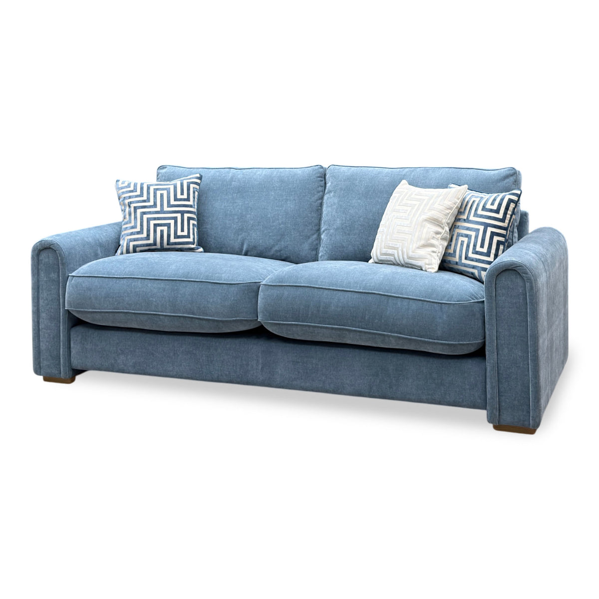 'Archy' Ansel Aqua Blue Lt Ft Fabric 220cm Midi Arm Sofa