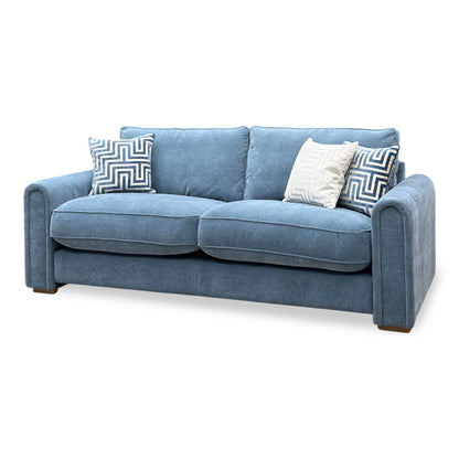 'Archy' Ansel Aqua Blue Lt Ft Fabric 220cm Midi Arm Sofa