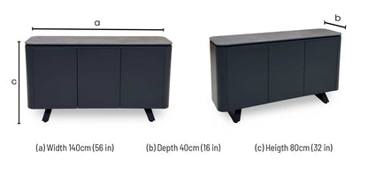 'Warrior' Grey Sintered Stone Top 3 Door Sideboard