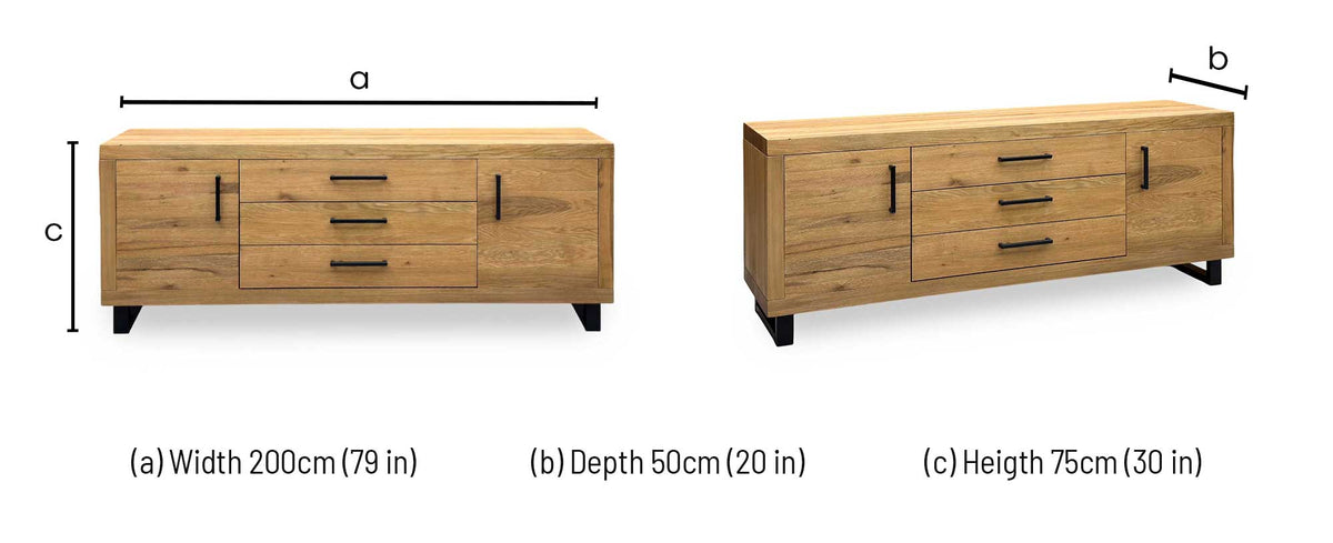 Bodahl 'Terra' 1 Oil Solid Oak Large 2 Door 3 Drawer Sideboard