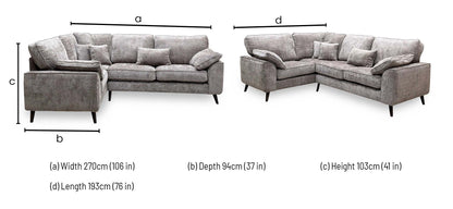 'Theodore' Mink Woven Fabric Left Hand Facing Corner Sofa